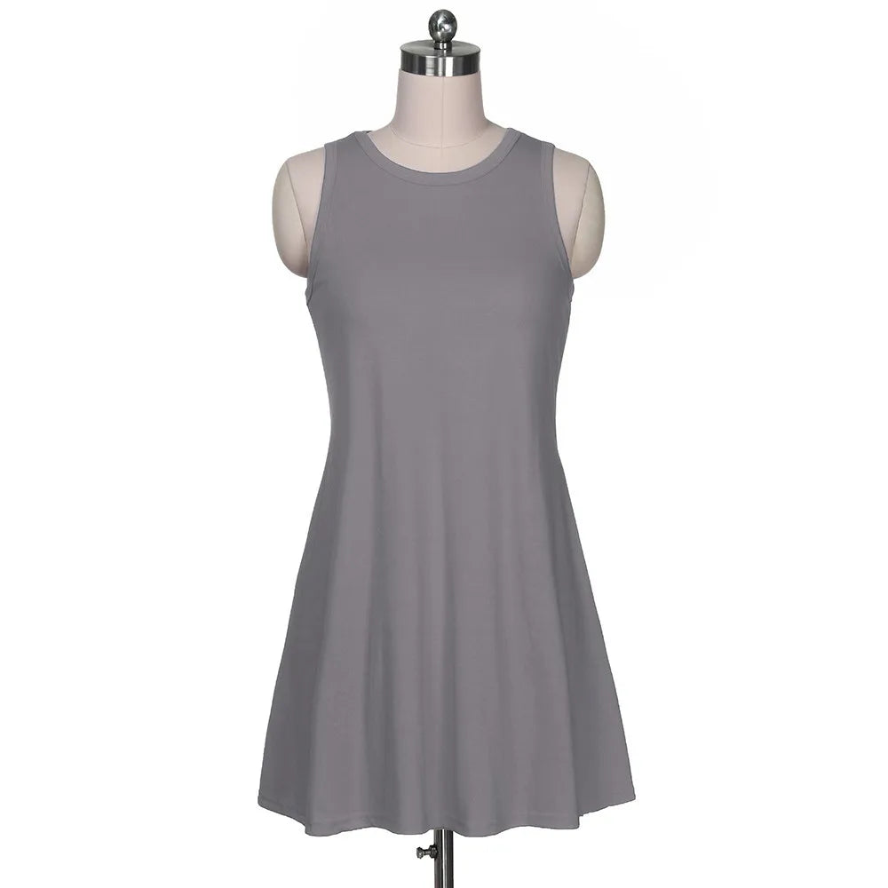 Elegant Summer Pleated Tank Dress with Pockets ATHLEXES