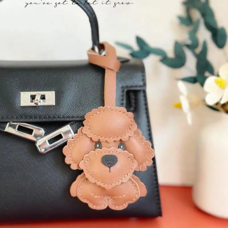Colorful Teddy Dog Leather Keychain Pendant ATHLEXES