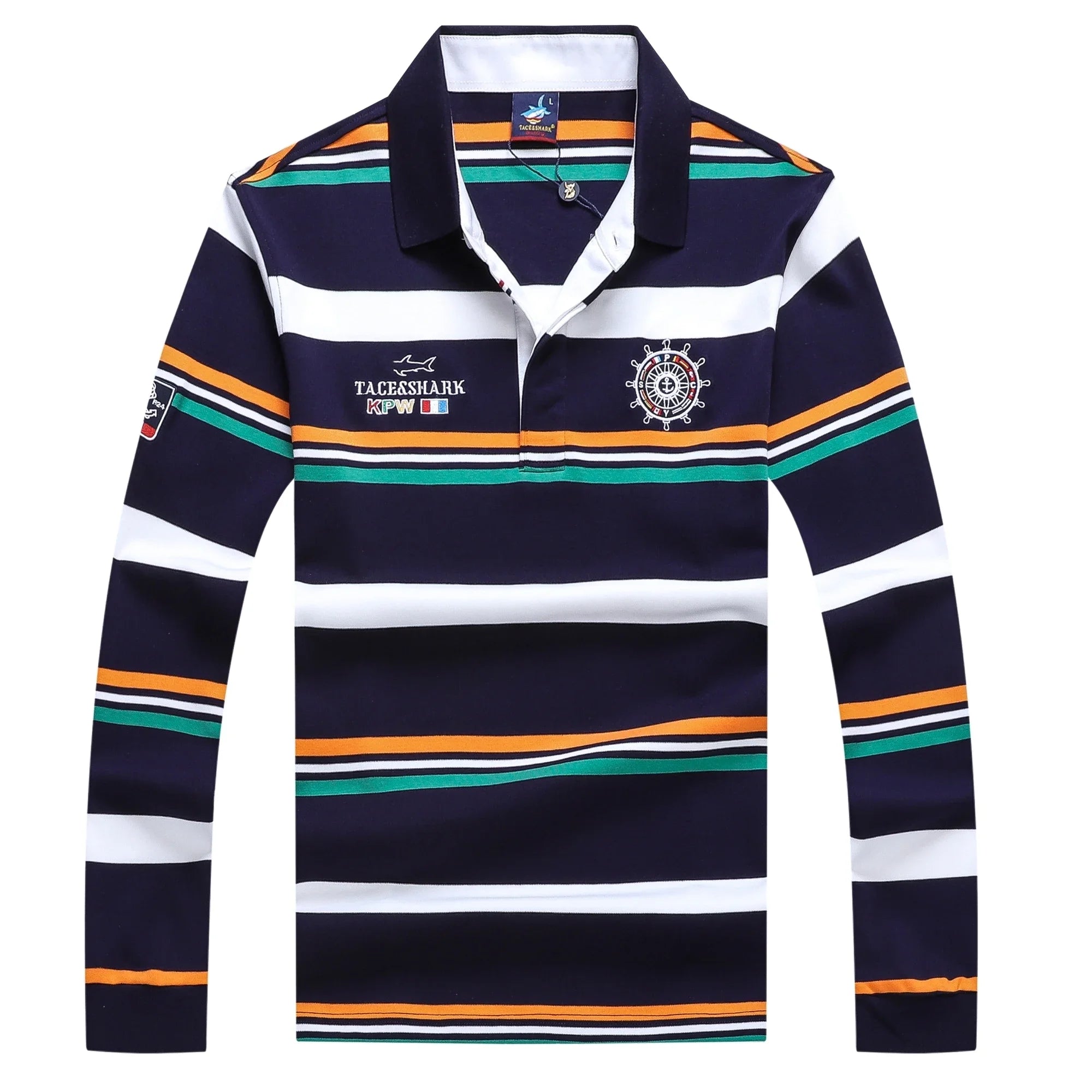 TACE&SHARK Premium Striped Long Sleeve Polo Shirt ATHLEXES