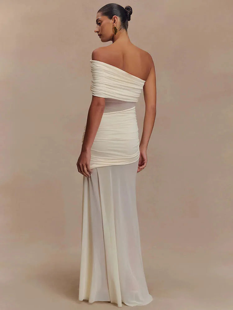 Chic Off-Shoulder Mesh Maxi Dress for Women ATHLEXES