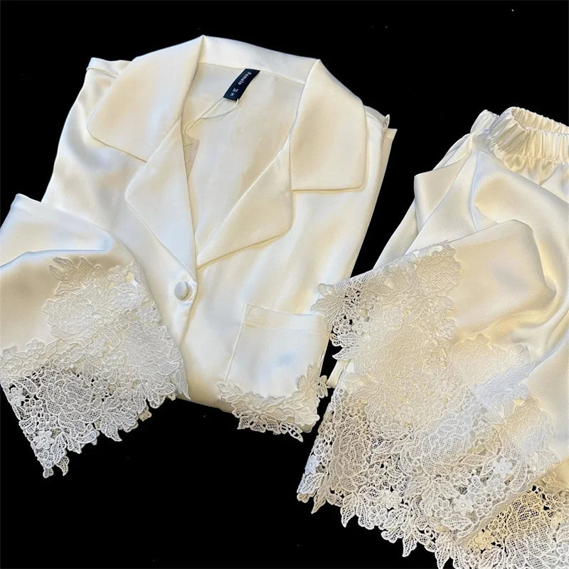 SilkDream Lace Satin Women's Pajama Set ATHLEXES