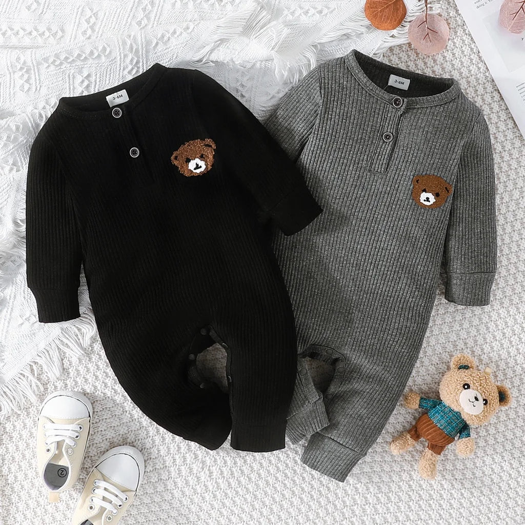 Cartoon Bear Button Onesie for Baby Boys ATHLEXES
