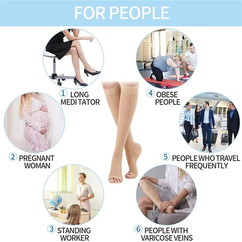 Varicose Vein Relief: S-XXL Toeless Compression Socks ATHLEXES