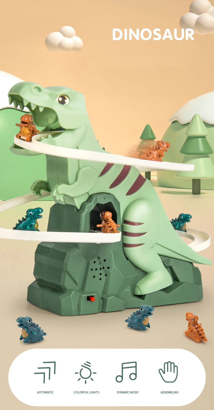 DinoSlide Music Toy Set with Puzzle Cars ATHLEXES