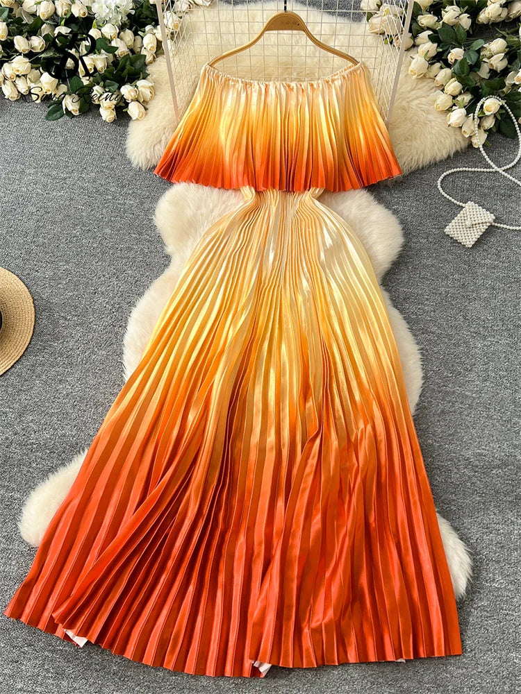 Gradient Luxe Off Shoulder Maxi Dress ATHLEXES