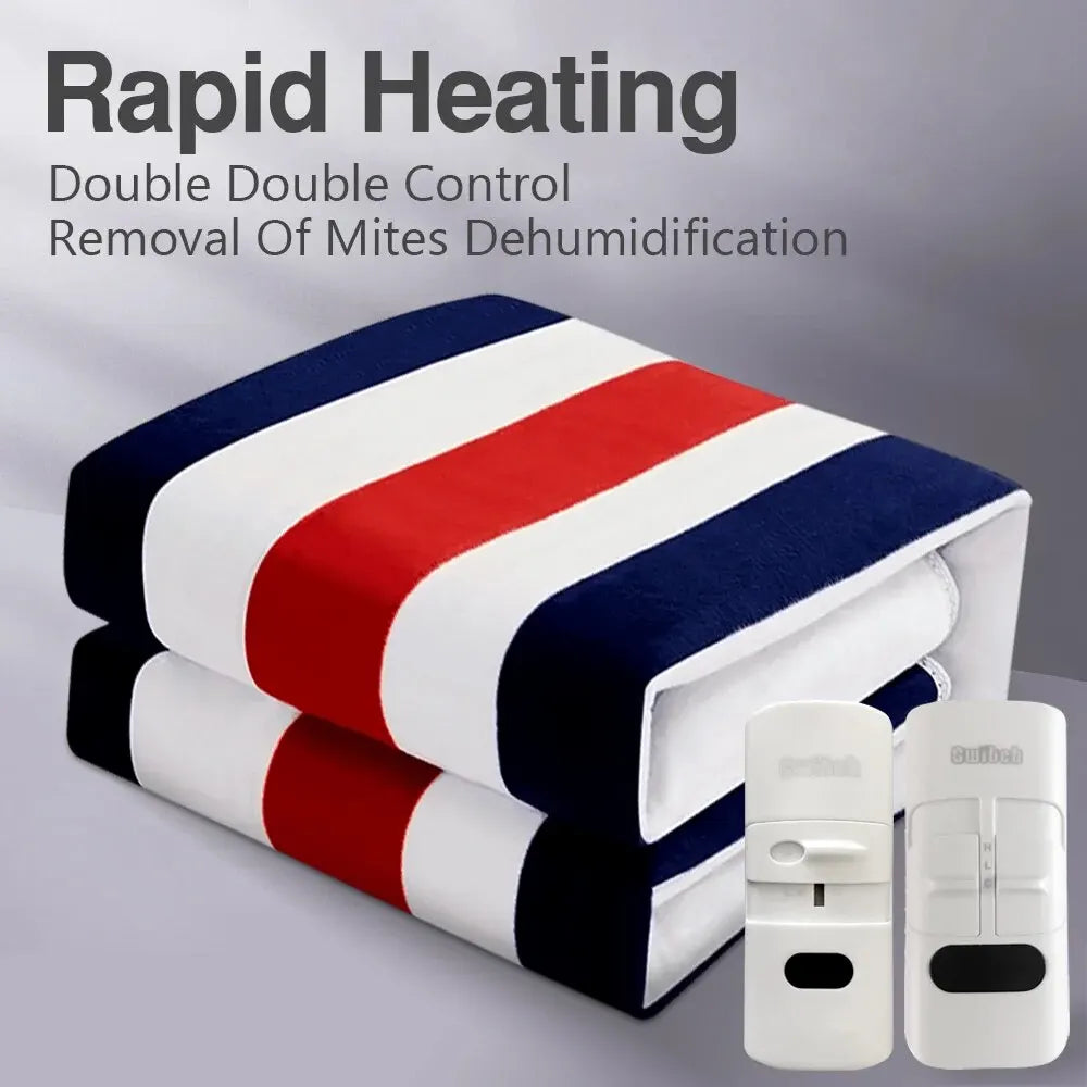 CozyStripe Heated Blanket with Adjustable Warmth ATHLEXES