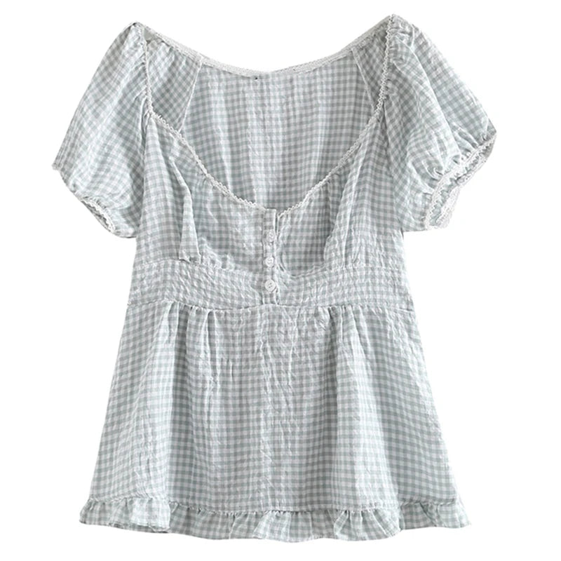 Maemukilabe Retro Kawaii Milkmaid Summer Crop Tee ATHLEXES
