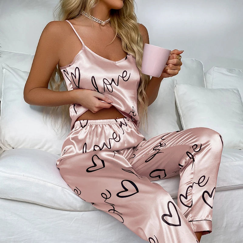 Womens Satin Cami Sleepwear Set ATHLEXES
