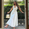 Chic White Backless Halter Dress for Summer Events ATHLEXES