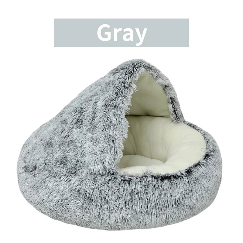 PurrNest Plush Cat Bed: Cozy 2-in-1 Winter Retreat ATHLEXES