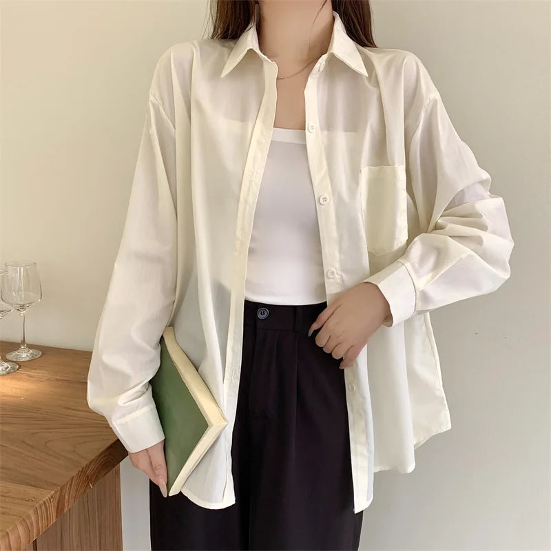 Beiyingni 2024 Spring Autumn Women's Oversized Blouse with Pockets ATHLEXES