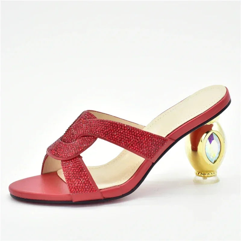 Italian Rhinestone Open Toe Party Pumps for Women ATHLEXES