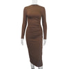 Velvet Elegance Slim Fit Long Sleeve Dress ATHLEXES