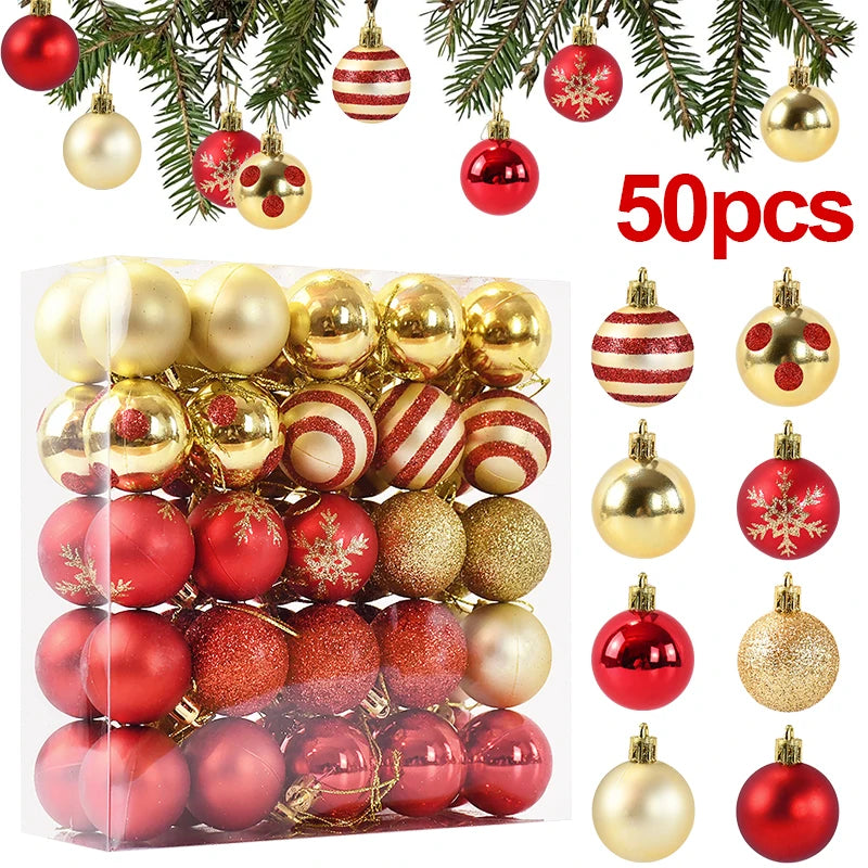 Festive 50Pcs 4cm Christmas Baubles for 2024 Decor ATHLEXES