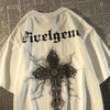 Y2K Retro Hiphop Oversized Cross Tee for Men and Women ATHLEXES