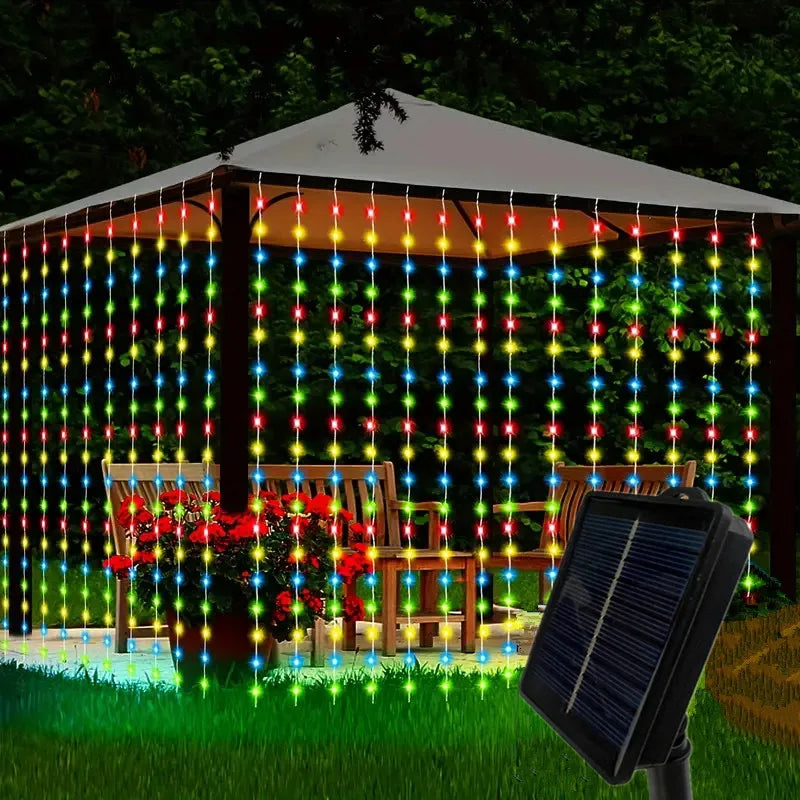 Twinkling Solar Fairy Curtain Lights for Outdoor Elegance ATHLEXES
