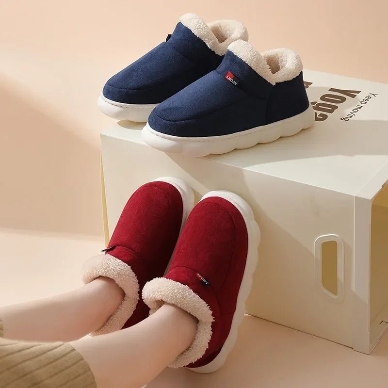 Kidmi Winter Women Shoes Casual House Shoes For Men 2024 Outdoor Warm Cotton Shoes For Women Indoor Plush Padded Slippers Female ATHLEXES