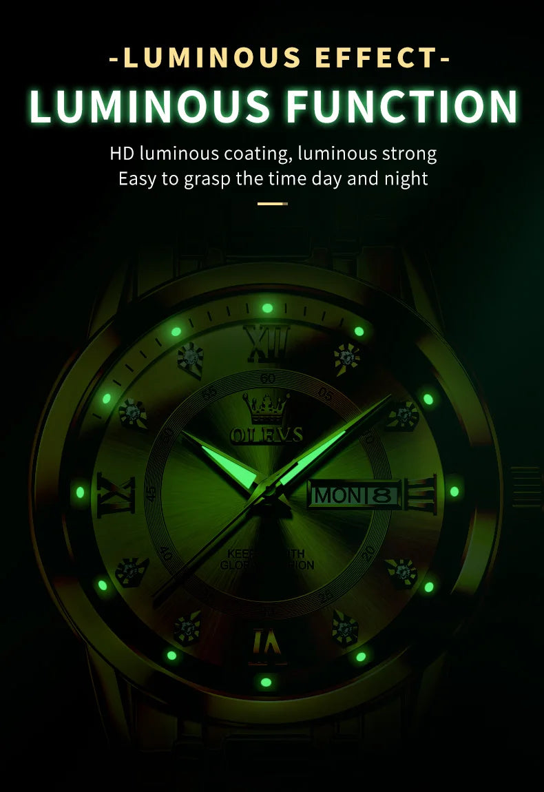 OLEVS Luxury Diamond Quartz Watch for Men ATHLEXES