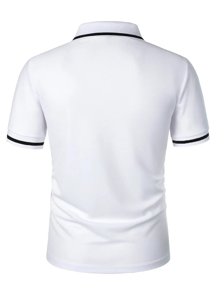 Luxe Lapel Solid Color Men's Short Sleeve Polo ATHLEXES
