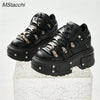 Gothic Chic Black Lace-Up Platform Ankle Boots ATHLEXES