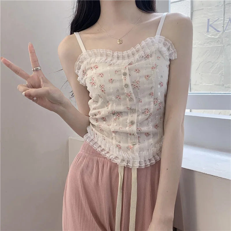 Floral Lace Back Camisole for Summer Elegance ATHLEXES