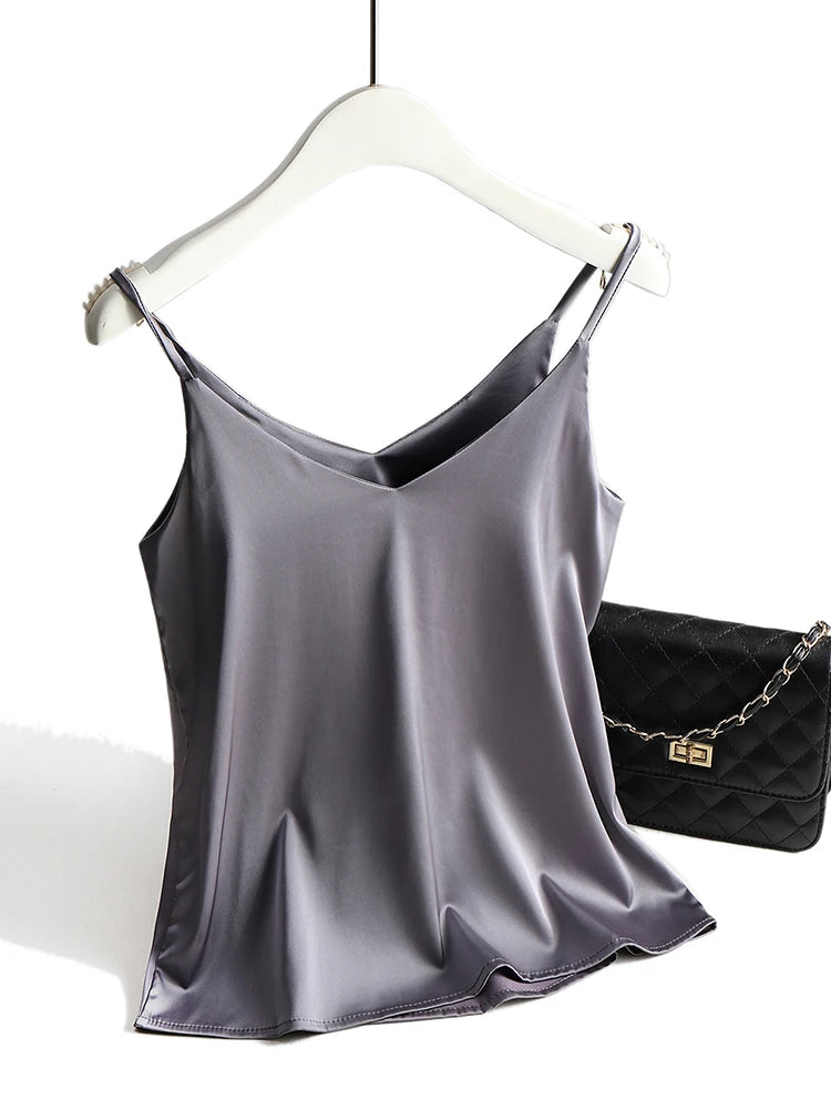 Silk Elegance V Neck Halter Cami Top for Women ATHLEXES