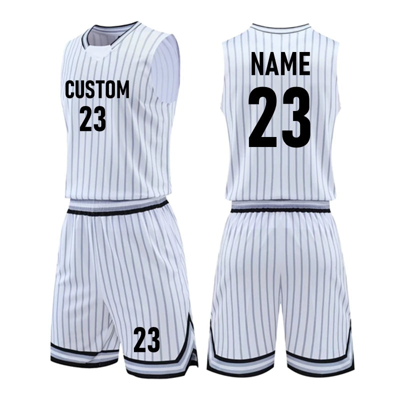 Custom Stripe Basketball Jersey Set for All Ages ATHLEXES