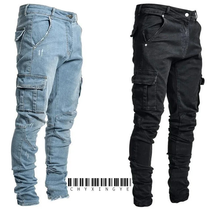 Premium Plus Size Men's Cargo Denim Jeans ATHLEXES