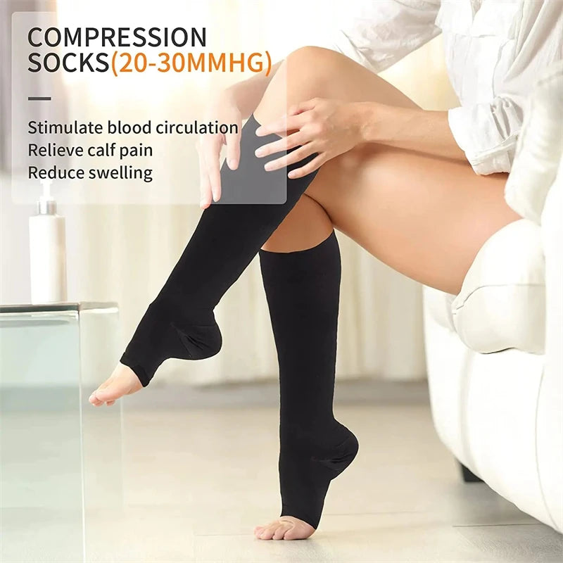 Varicose Vein Relief: S-XXL Toeless Compression Socks ATHLEXES