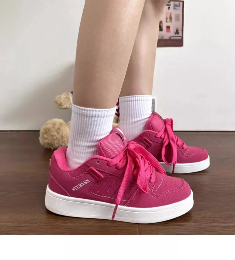Chic Retro Matte Black Casual Sneakers for Women ATHLEXES