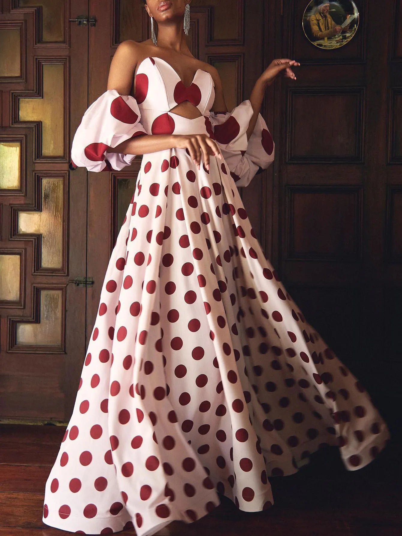 Chic Polka Dot Halter A Line Dress for Women ATHLEXES