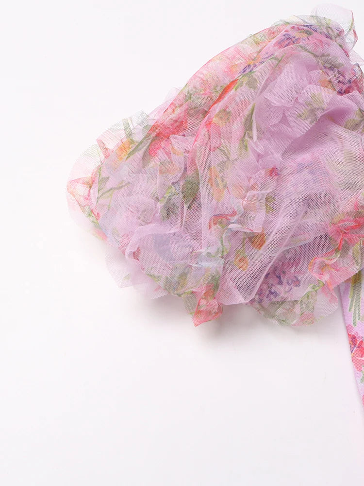 Chic Floral Patchwork Mesh Dress for Women ATHLEXES