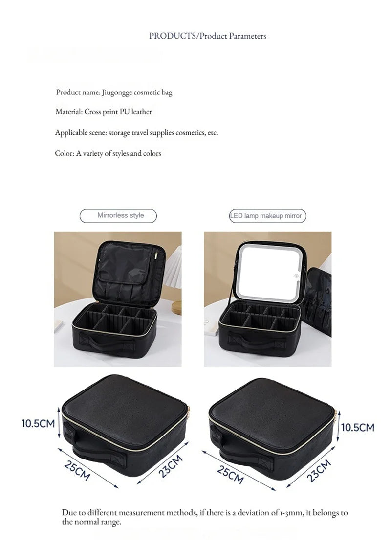 LuxeGlow LED Makeup Case with Mirror ATHLEXES