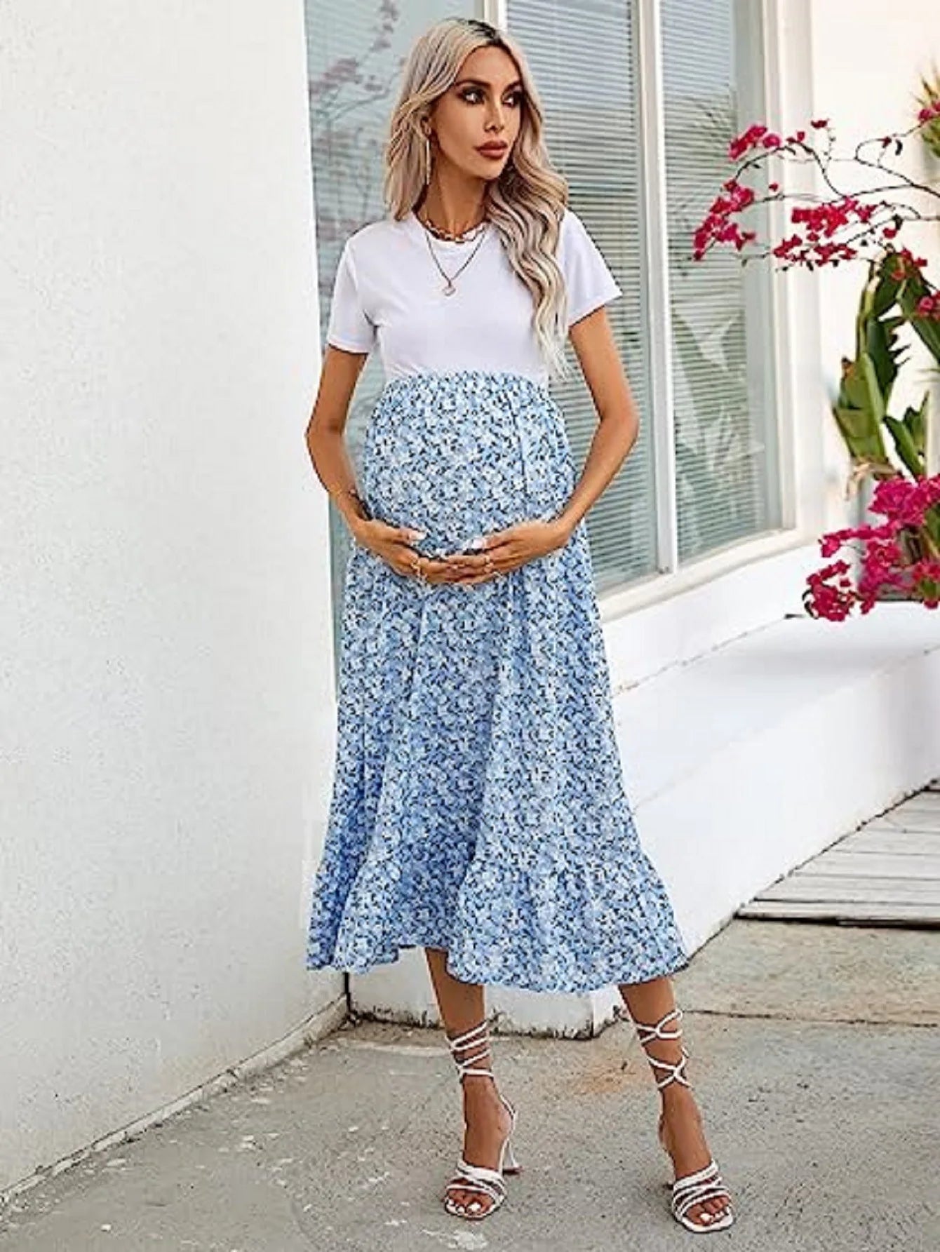 Floral Maternity Skirt Dress for Expecting Mothers ATHLEXES