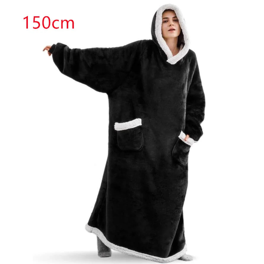 CozySleeve Oversized Flannel Hoodie Blanket for All Seasons ATHLEXES