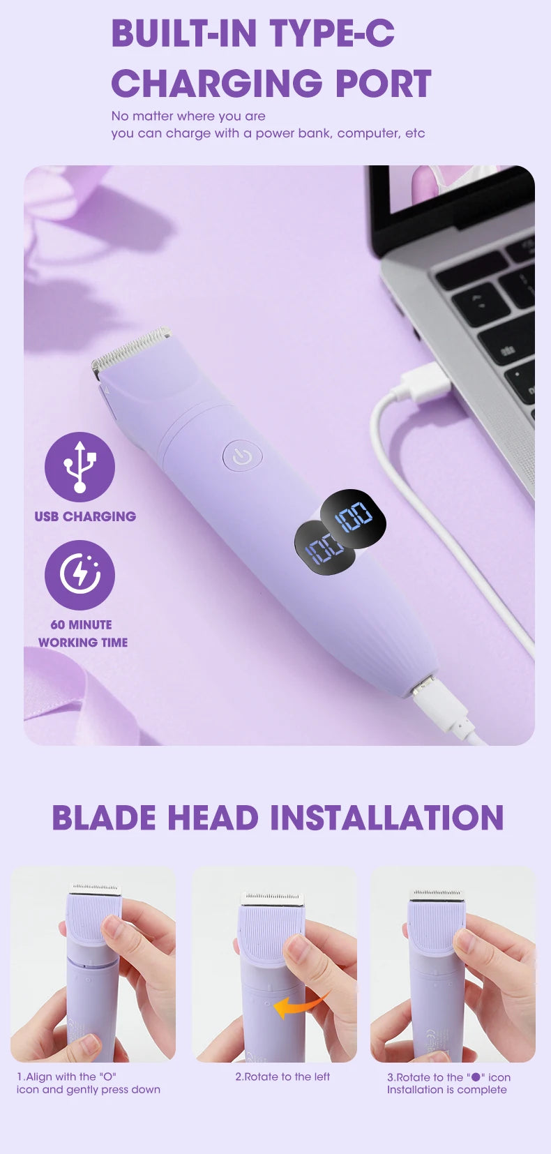 RESUXI 3 in 1 Women's Electric Hair Trimmer ATHLEXES