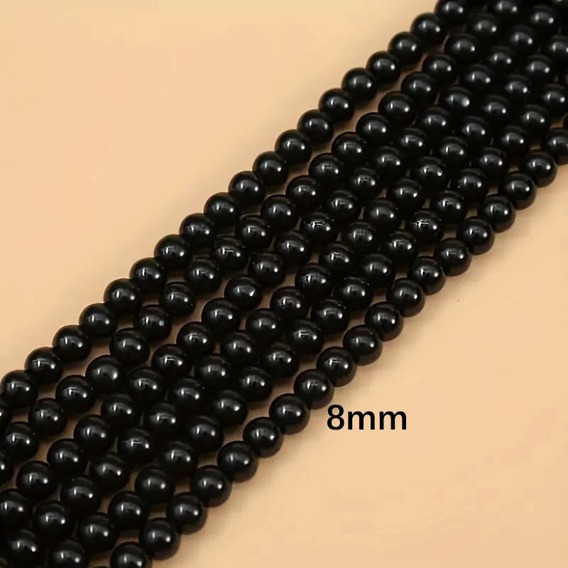 Elegant Black 8mm Round Loose Beads for Jewelry Making ATHLEXES