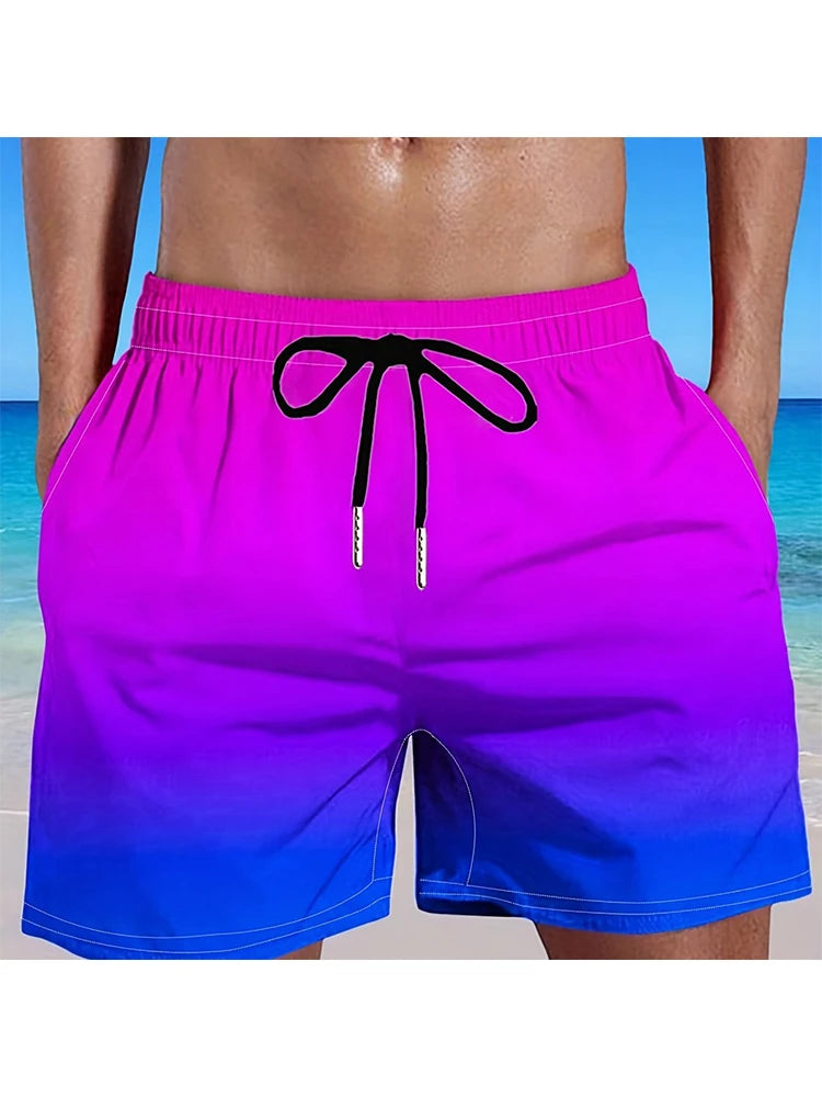 Men's Plus Size Gradient Beach Shorts for Summer Fun ATHLEXES