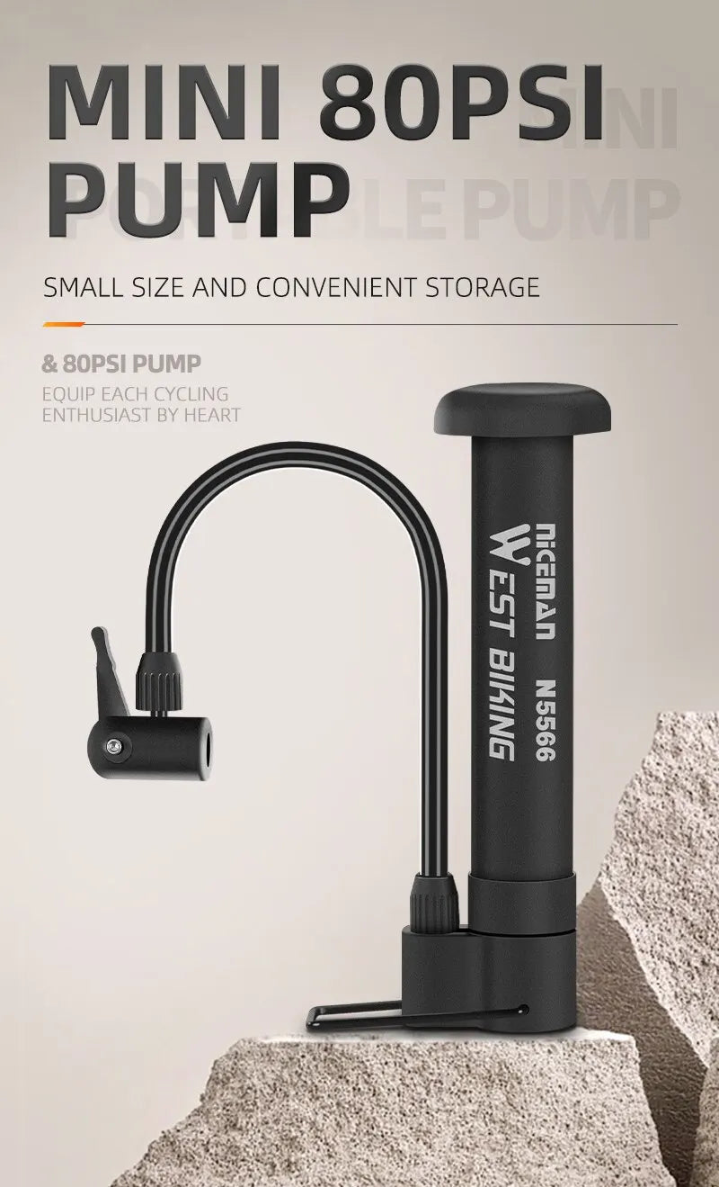 West Biking 80 PSI Manual Bicycle Pump Inflator ATHLEXES