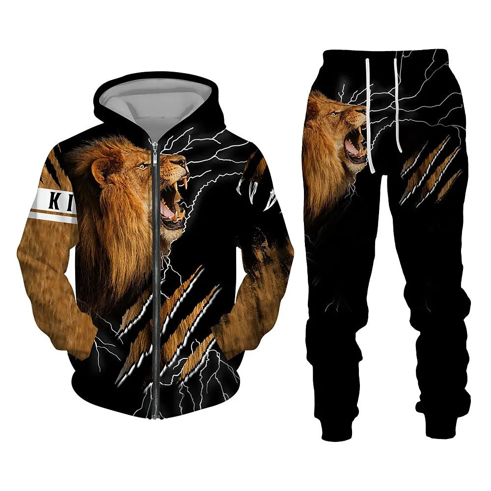 3D Lion Graphic Hoodie Tracksuit ATHLEXES