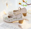 Veowalk Elegant Cotton Mary Jane Block Heels ATHLEXES