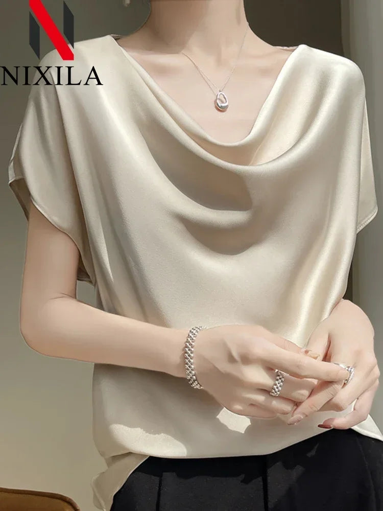 Chic Satin Silk Summer Blouse for Women ATHLEXES