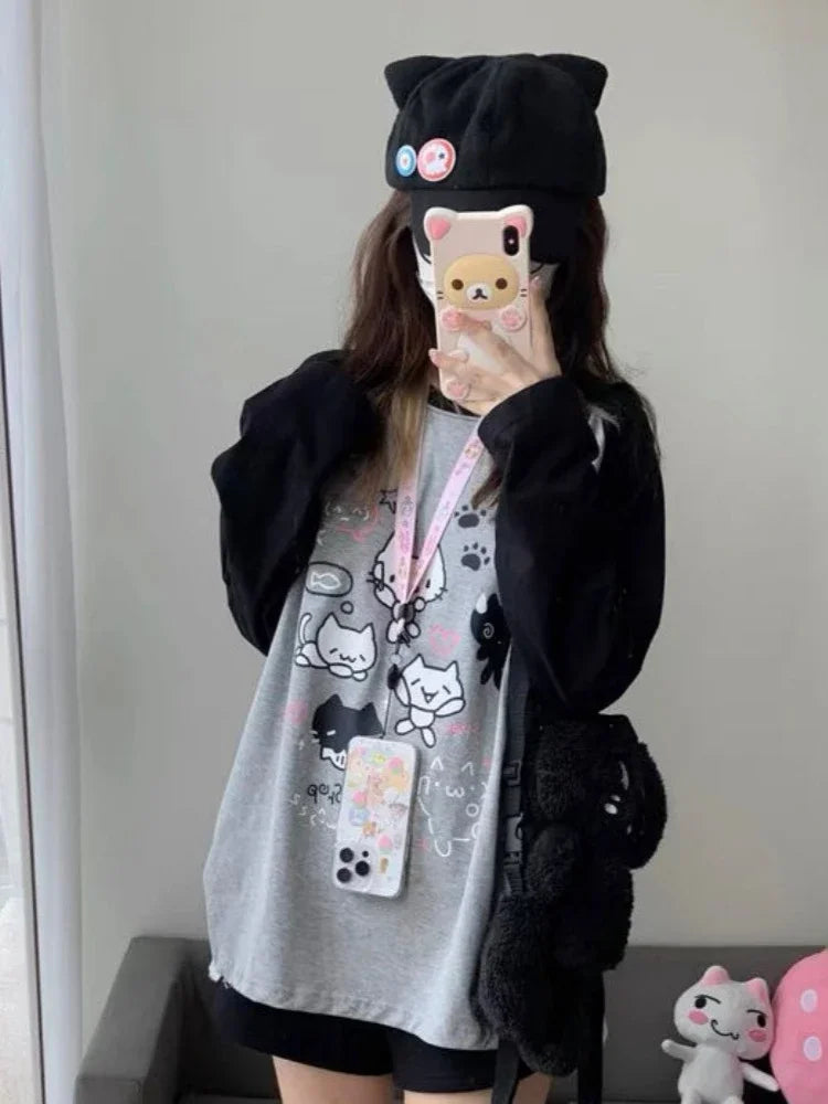 Kawaii Patchwork Hoodie for Trendy Streetwear ATHLEXES