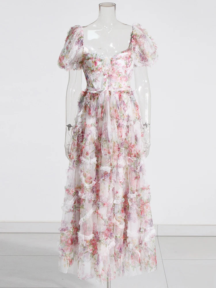 Chic Floral Patchwork Mesh Dress for Women ATHLEXES