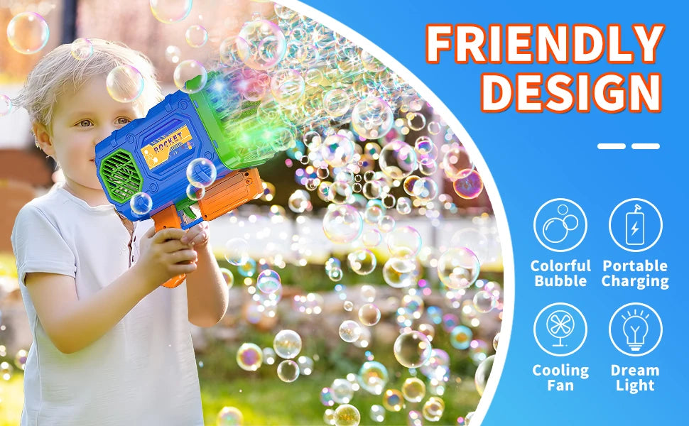 RocketBlast Automatic Bubble Gun for Kids ATHLEXES