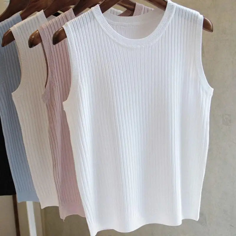 Summer Knit O-Neck Sleeveless Casual Top ATHLEXES
