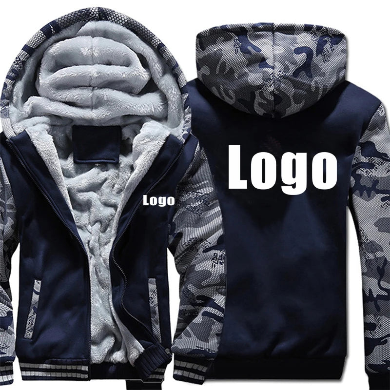 Camouflage Custom Logo Faux Fur Hoodie Jacket ATHLEXES