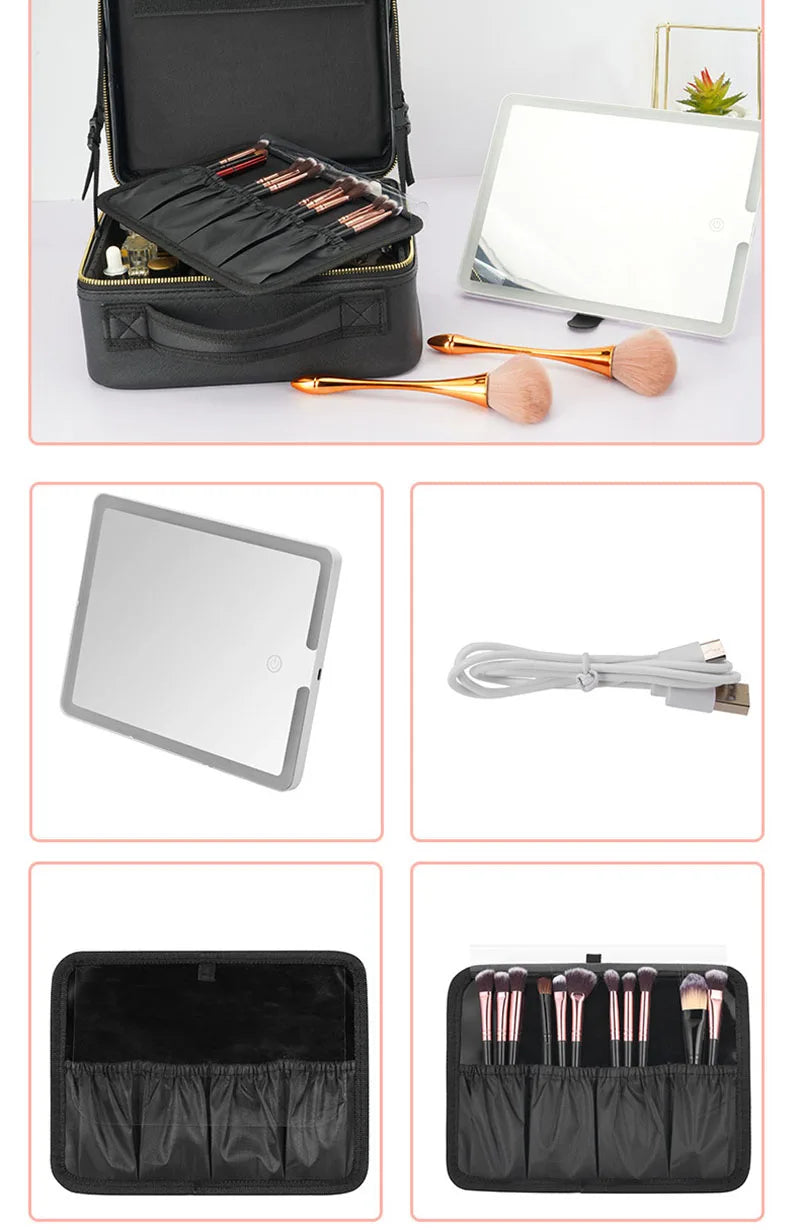 LuxeGlow LED Makeup Organizer with Mirror ATHLEXES