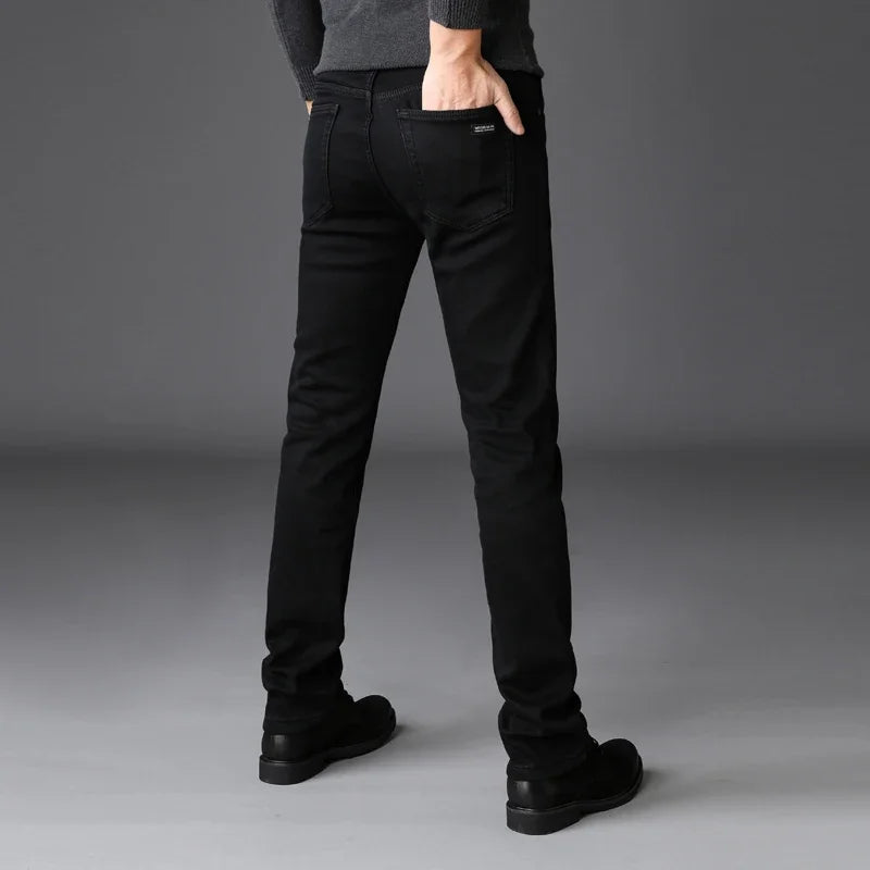 Classic Black Biker Stretch Denim Trousers ATHLEXES
