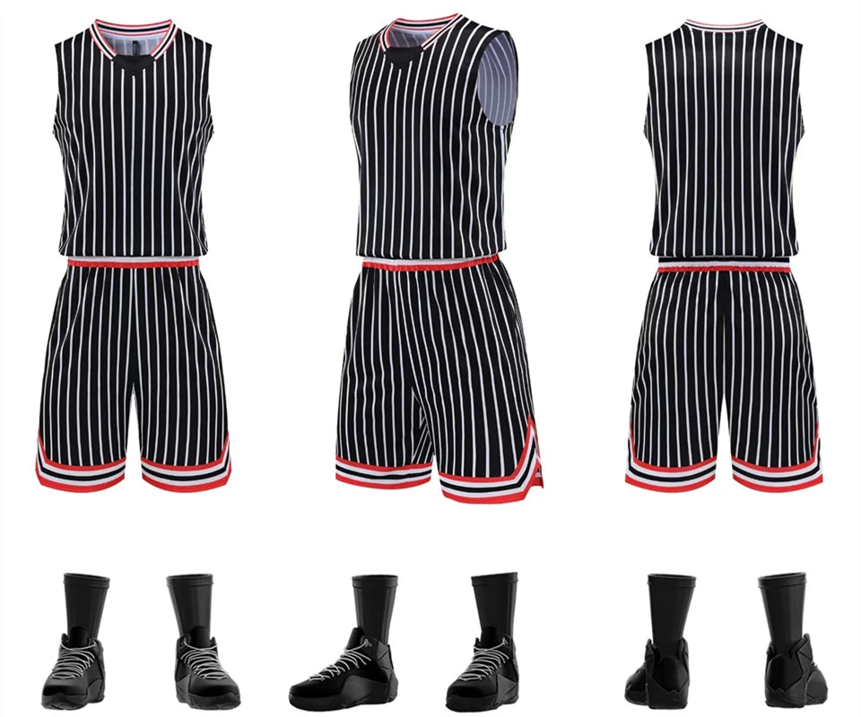Custom Stripe Basketball Jersey Set for All Ages ATHLEXES